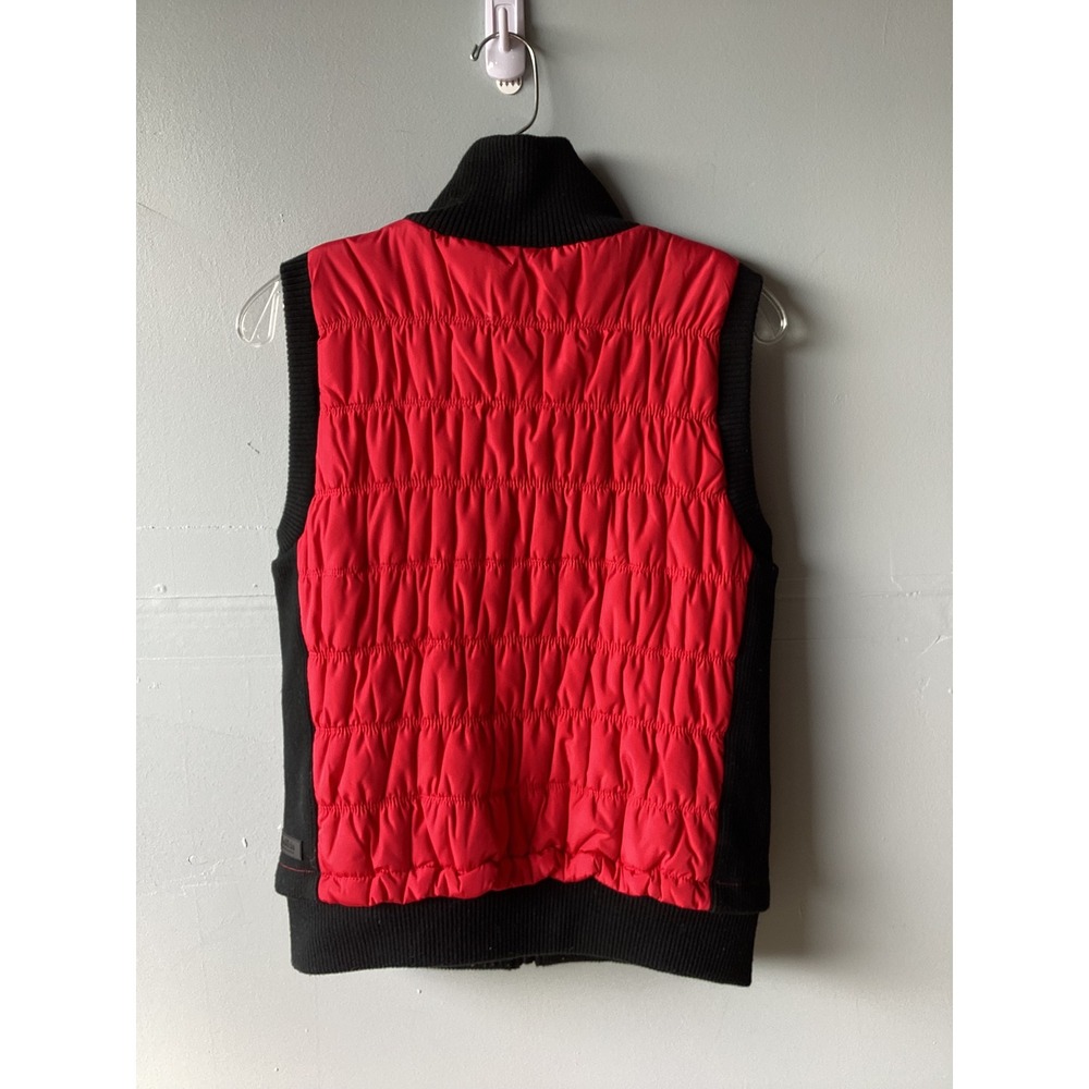 Calvin Klein Performance Red Black Quilted Puffer Vest Mock Neck Medium - Picture 4 of 5